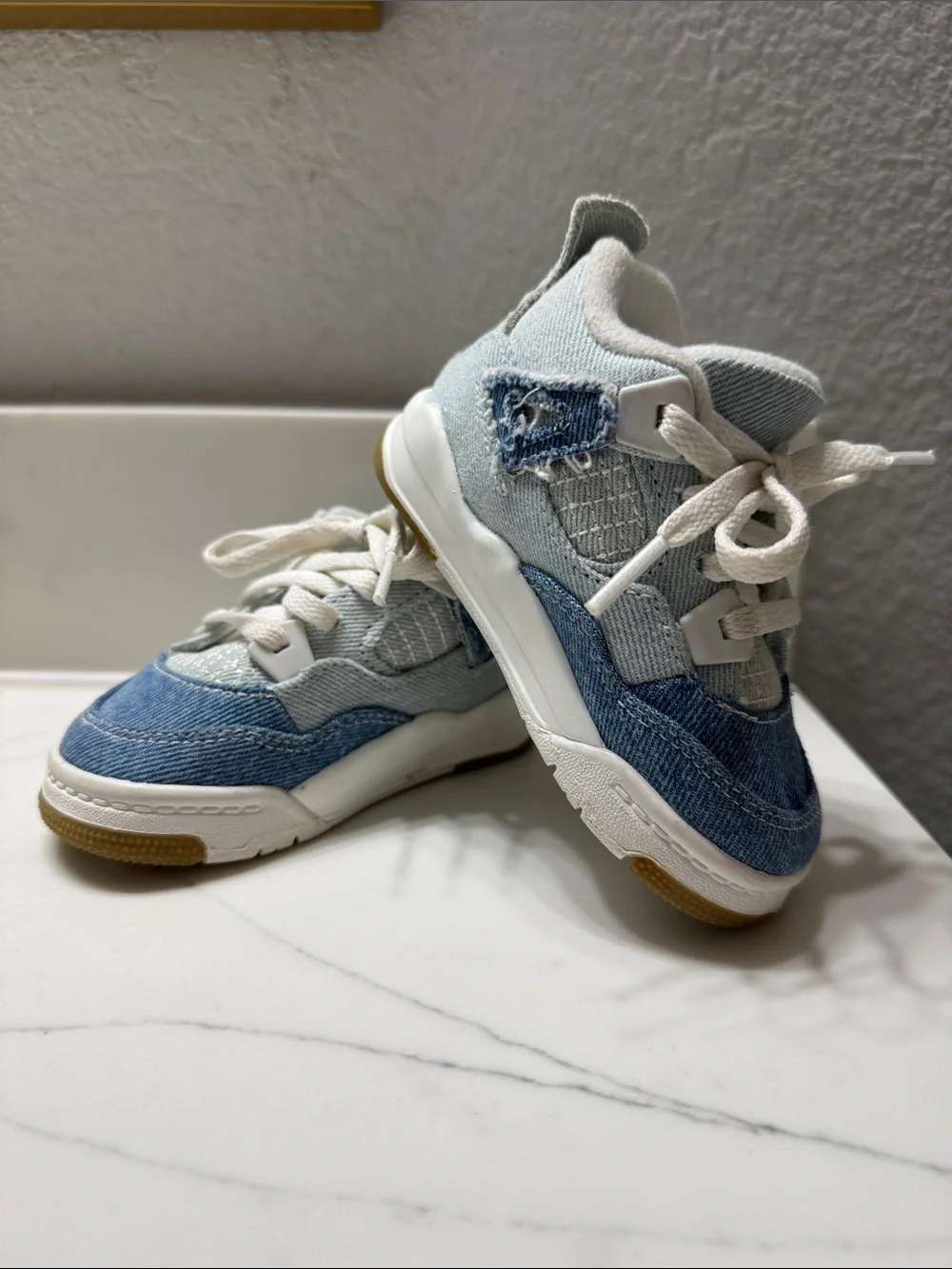 Toddler Blue Denim High-Top Nike Jordans